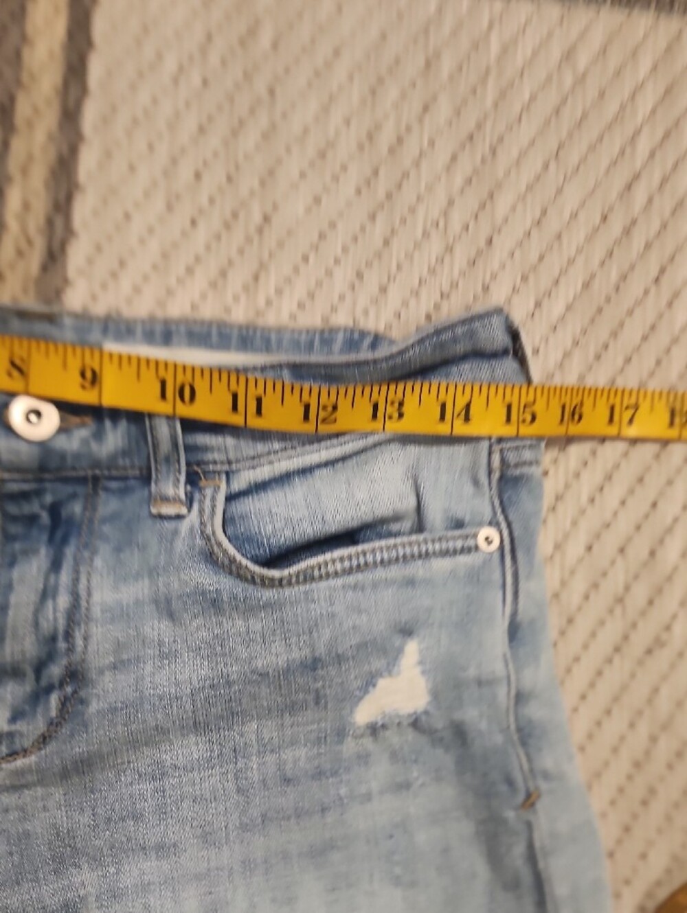 Anthropologie Light Blue Distressed Denim Shorts - Picture 5 of 10